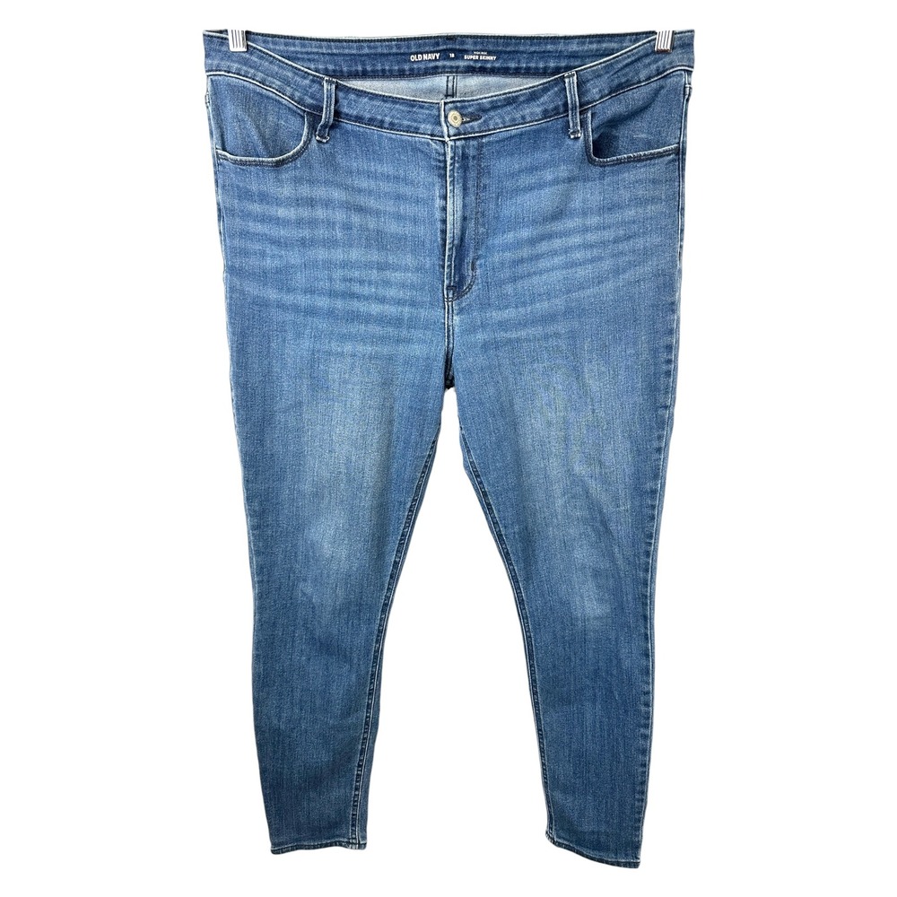 Old Navy Plus Size 18 Jeans‎ High Rise Super Skinny Blue Denim Stretch Solid 290